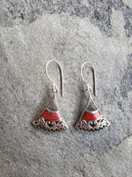 Coral Red Fan Earrings