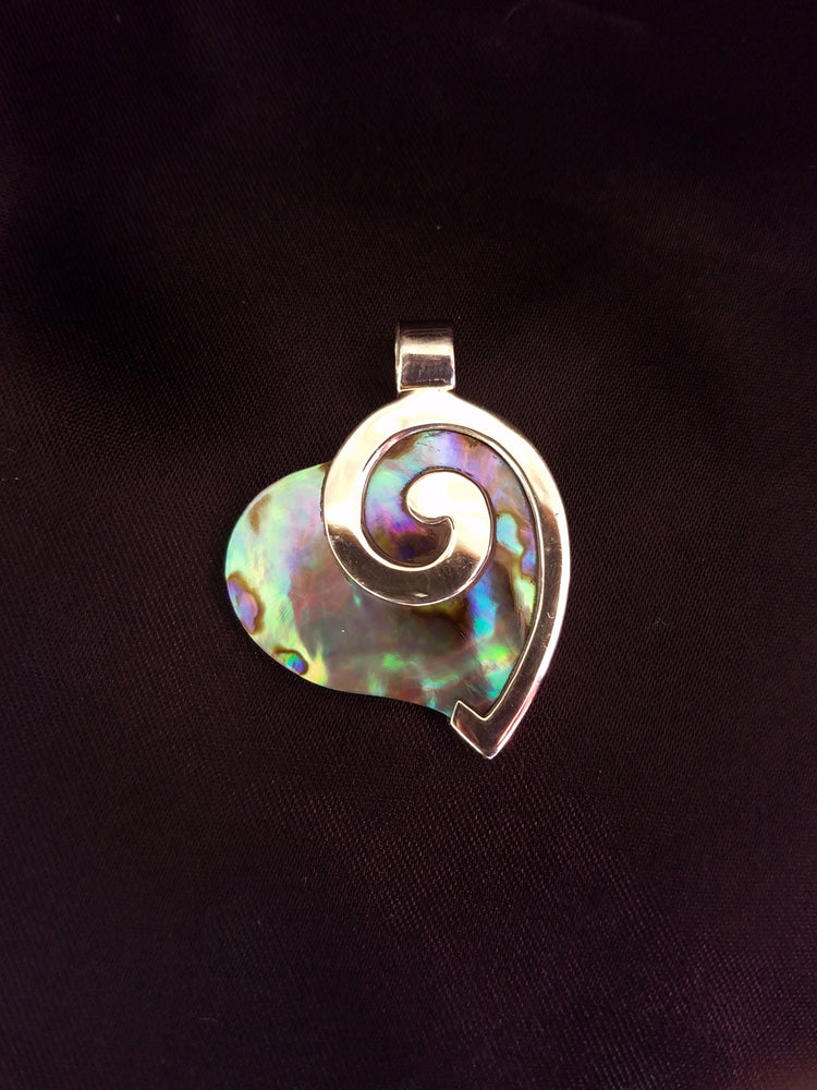 Abalone Heart W/Swirl Pendant