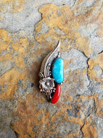 Native American Turquoise and Coral Pendant